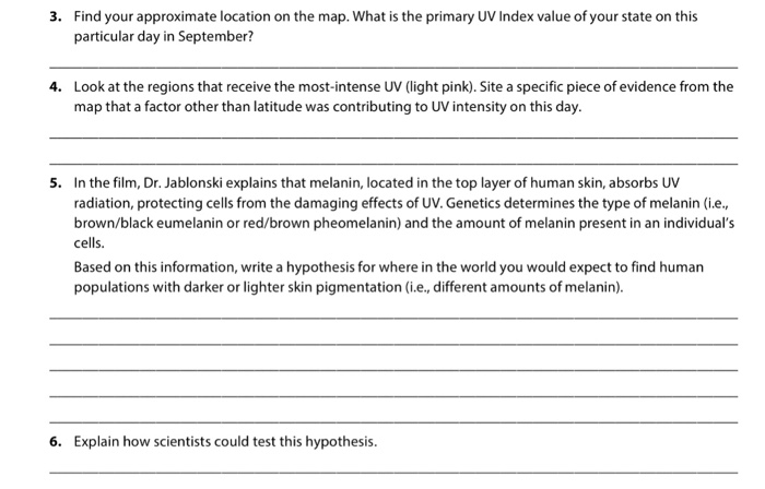 Human skin color: evidence for selection worksheet answer key