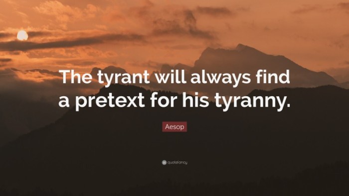 Aesop tyranny pretext tyrant quotefancy