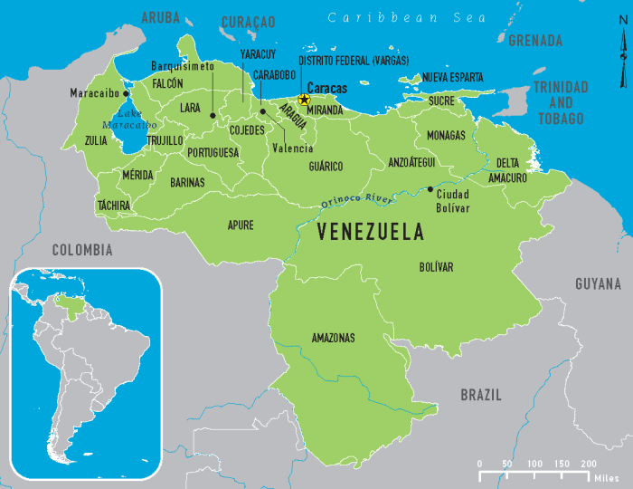 Venezuela physical map panoramic east north west