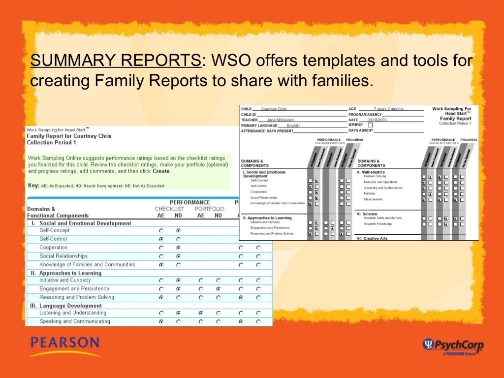 Work sampling system preschool-4 developmental checklist