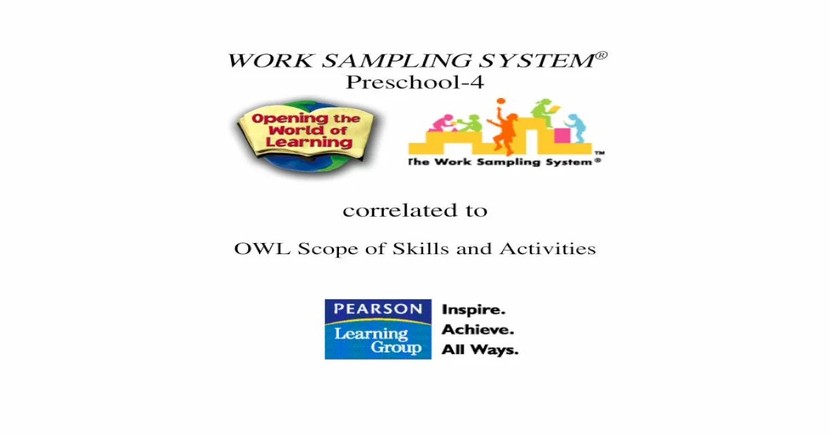 Work sampling system preschool-4 developmental checklist